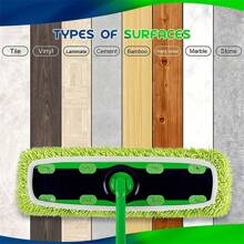 1/4入組微纖維清潔拖把替換墊，配對掃地機，平板地拖布墊，可水洗耐用的清潔拖布墊，乾濕兩用，清潔方便，清潔用品，返校用品 - 綠色雪尼爾 - 查看 4