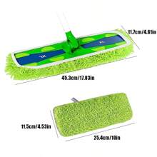 1/4入組微纖維清潔拖把替換墊，配對掃地機，平板地拖布墊，可水洗耐用的清潔拖布墊，乾濕兩用，清潔方便，清潔用品，返校用品 - 綠色雪尼爾 - 查看 5