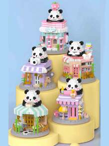 迷你熊猫/熊猫屋拼装积木拼图玩具，智力开发玩具3D拼图人物装饰适合儿童和收藏家，迷你积木桌面装饰，圣诞礼物房间装饰冬季礼物感恩节礼物彩色积木彩色积木 - 彩色 - 查看 6