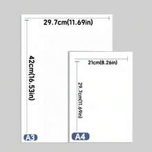 20張A4白卡紙和A3白卡紙標註紙，適用於封面、繪畫、藝術、塗鴉、學校用品 - 白色 - 查看 2