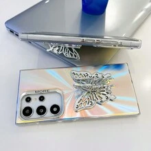 適用於三星Galaxy S23 Plus S23 Ultra / S24 S24 Plus S24 Ultra手機殼，附支架，豪華優雅多棱色條紋圖案彩色手機保護套 - A - 查看 6