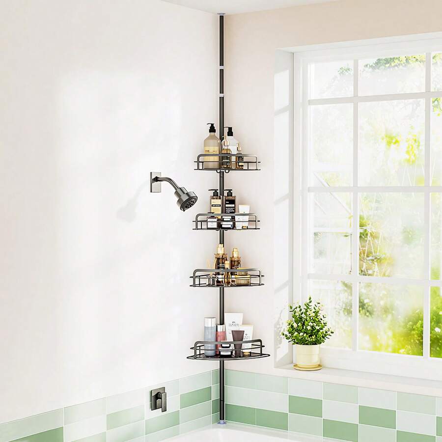 4Tier RustResistant Corner Shower Caddy Tension Pole For Bathroom 4