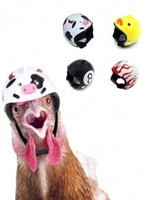 1pc Chicken Helmet, Bird Helmet Accessory, Cartoon Fun Adjustable Chicken Head Protection Helmet Suitable For Small Pets Such As Chickens And Birds - Multicolor - View 10