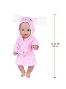 18英寸娃娃衣服，可爱动物睡衣长袍，粉色兔子，红色啄木鸟，蓝色熊，绿色恐龙，兼容43厘米娃娃儿童玩具（不含娃娃）