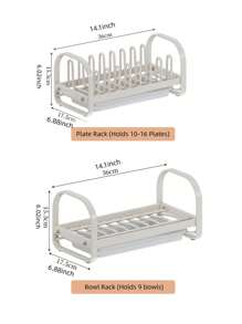 CASEGRACE 1pc Dish Rack Bowl Plate Storage Shelf For Cabinet, Bowl Plate Rack With Pull-Out Drain Tray, Kitchen Dish Storage Organizer