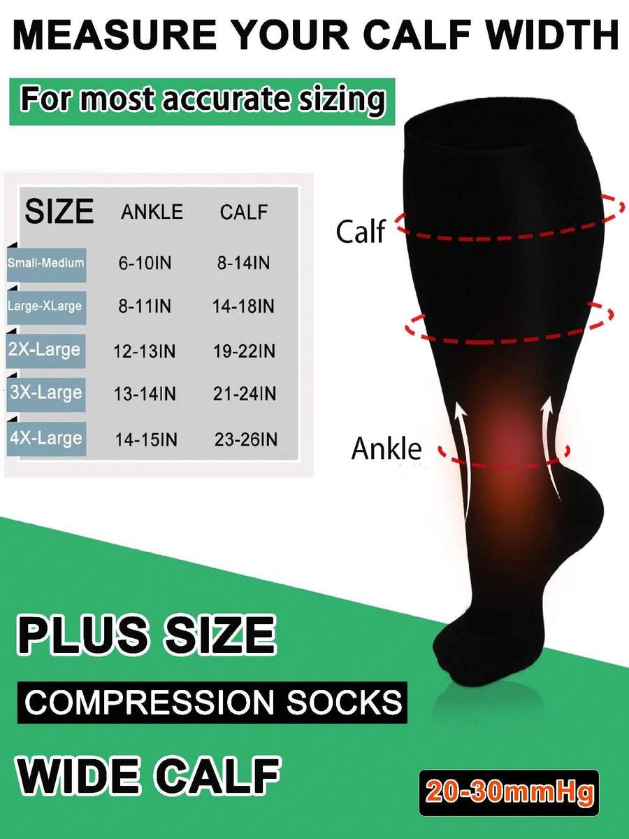 4 Pairs Men Compression Socks, Women Plus Size Athletic Socks For