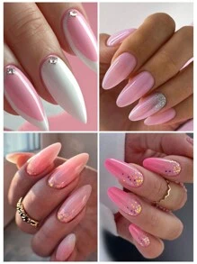 6入組果凍裸色凝膠指甲油套裝，白色、粉色、橘色 顏色，7毫升凝膠指甲油，可以浸泡卸除，適用於UV指甲藝術，夏季DIY美甲沙龍及家居使用 - 彩色 - 查看 5