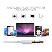 Fone De Ouvido Com Fio Entrada P2 Com Microfone Reforçado - Branco - Visão 5