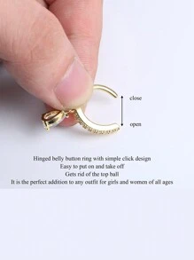 CIZME 1PC 14G 10mm Belly Button Ring, Clicker Belly Rings For Women, Stainless Steel CZ Belly Button Piercing, Reverse Navel Rings Body Jewelry, Gold/Silver, Belly Button Rings For Women 316L Stainless Steel Clicker Belly Rings CZ Heart Water Droplets Curved Reverse Navel Rings Belly Piercing Jewelry Barbell Valentines,Mom,Mother,Mother's Day,Gift - 1.6*10mm - View 6