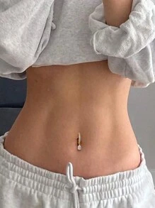 CIZME 1PC 14G 10mm Belly Button Ring, Clicker Belly Rings For Women, Stainless Steel CZ Belly Button Piercing, Reverse Navel Rings Body Jewelry, Gold/Silver, Belly Button Rings For Women 316L Stainless Steel Clicker Belly Rings CZ Heart Water Droplets Curved Reverse Navel Rings Belly Piercing Jewelry Barbell Valentines,Mom,Mother,Mother's Day,Gift - 1.6*10mm - View 4