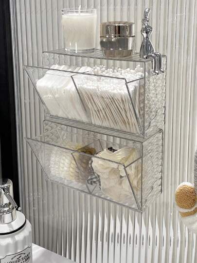 1 pieza, La caja cuadrada de almacenamiento de pared para el hogar está diseñada para el almacenamiento de residuos semi-abierto, así como para papel higiénico, teléfono, bolsas de basura y almacenamiento de polvo, accesorio de almacenamiento de baño, frascos de almacenamiento de baño, dormitorio