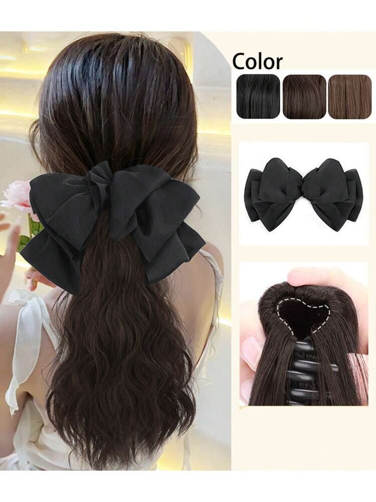 Pinza de pelo con lazo grande desmontable, forma de garra, para cabello largo ondulado y rizado, accesorio de pelo para el Día de San Valentín, accesorios de pelo, pinzas de pelo, pinza de pelo, pinza de pelo casual para vacaciones, atuendos de mujer, regalo de San Valentín, playa de verano - Multicolor - Añade 7