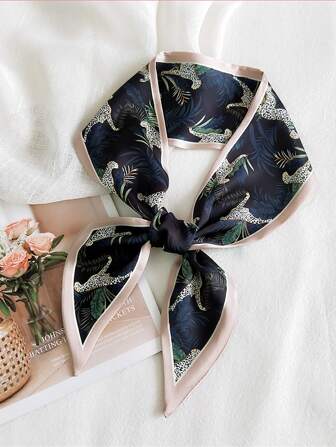 5件套女士佩斯利花纹涤纶丝巾/围巾/发带，适合日常发饰、包装袋、礼品和装扮，可作头巾、发带、吸汗带、学生用品、大学用品、女士头巾、柔软头巾、女士围巾、女士发带