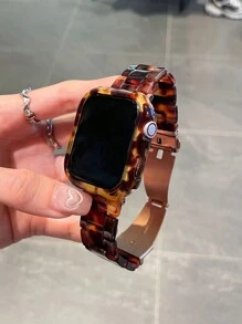 1pc Unisex Leopard Print Hollow Resin Luxury Protective Case, Compatible With Apple Watch 38/40/41/42/44/45/46mm, Compatible With Apple Watch Series SE/11/10/9/8/7/6/5/4/3/2/1, Smart Watch Protective Case Accessory - Multicolor (no Watch) - View 5