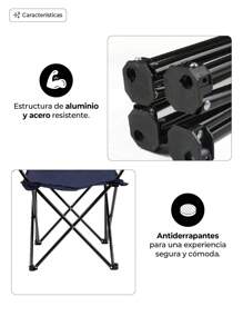 Silla Plegable Para Camping Azul Marino - Azul Marino - Ver 2