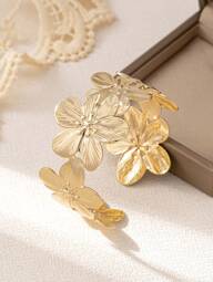 1 pièce/Set Bracelet ouvrant à fleurs transfrontière, couleur or, cadeau pour la Saint-Valentin, Maman, Mère, Fête des Mères