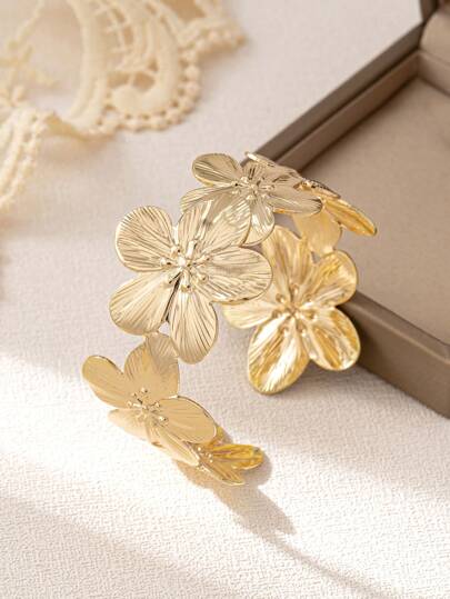 1 pièce/Set Bracelet ouvrant à fleurs transfrontière, couleur or, cadeau pour la Saint-Valentin, Maman, Mère, Fête des Mères