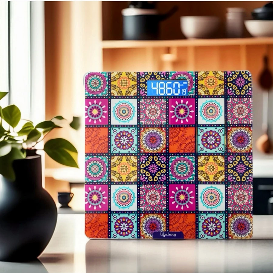 小說、時尚、美觀的裝飾性浴室秤 - 獨特的身體重量測量工具，可承重400磅，並方便寵物使用 - 每個家庭必備 - 彩色 - 查看 1