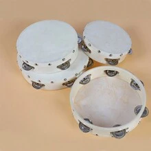 1入手拿手鈴，羊皮譜面帶有鈴鐺，木製打擊樂器，顏色隨機 - 彩色 - 查看 5