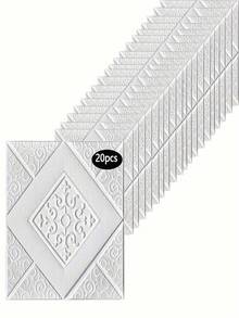 10/20pcs 3D Wall Tile Sticker, DIY Foam Self-Adhesive Anti-Collision Sticker, Waterproof Ceiling Sticker, Easy To Stick And Peel, Easy To Clean And Cut, Suitable For Kitchen, Living Room, Bathroom, Hallway - White - View 1