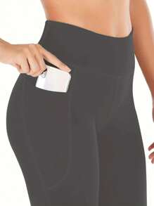 Women's Flare Leggings With Pockets, Flare Pants Bootcut Yoga Pants High Waist Workout Casual Tummy Control - 深灰色 - 查看 5