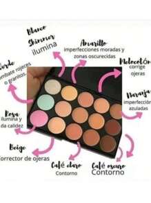 Paleta 15 Corrector en Crema Maquillaje Paleta Correctores Colores Contorno Perfila Rostro Maquillaje Profesional - Beis - Ver 3