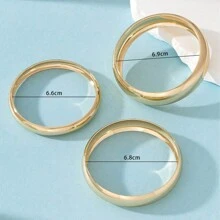 3 件金色几何开口袖口手链套装，男女时尚夸张手饰，适合日常、派对、节日佩戴，是送给朋友和女朋友的完美礼物 - 銀色 - 查看 7