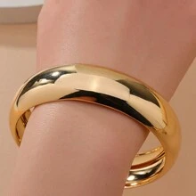 3 件金色几何开口袖口手链套装，男女时尚夸张手饰，适合日常、派对、节日佩戴，是送给朋友和女朋友的完美礼物 - 銀色 - 查看 3