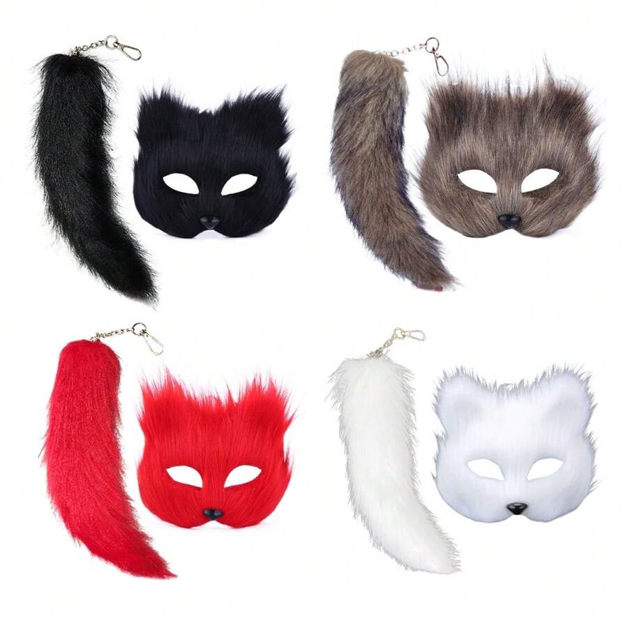 Ensemble Déguisement Renard/loup – Oreilles, Queue (50,8 Cm) Et Gants En Fausse Fourrure – Taille Unique, élastique – Halloween, Noël, Cosplay