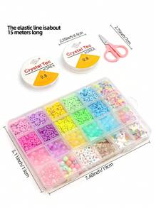 Kit de artizanat cu margele acrilice pentru copii, include unicorn, floare, coajă, fluture, acadea, lună, pandantiv inimă, mărgele de sticlă, jucării pentru bijuterii pentru fete, cadou de Crăciun - Multicolor - Vizualizare 6