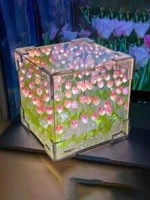 1 Máy Tính Sáng Tạo Diy Hoa Tulip Biển Cube Ba Chiều Nhỏ Đèn Ngủ Chất Liệu Trọn Gói Cho Bạn Gái Cặp Đôi Bạn Gái quà Tặng - ánh sáng ấm áp - Xem 10