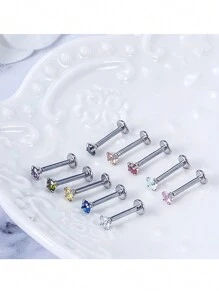 10 pièces Anneau de lèvre à pression en acier inoxydable / acier chirurgical de 20G 18G 16G, bijoux Labret, Anneau de lèvre Monroe, Clou de cartilage, Boucles d'oreilles spirale pour Tragus, Boucles d'oreilles en spirale, Anneau de nez, Bijoux de piercing Medusa, pour hommes et femmes, avec cubic zirconia cubique de 3 mm