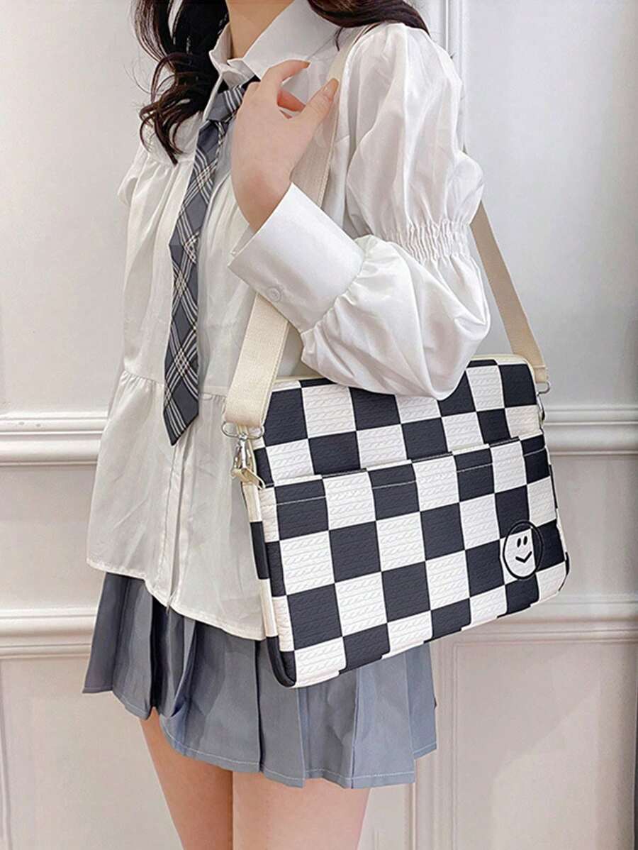 1 件韩国格子 Ipad 内包 13 英寸 14 英寸笔记本电脑单肩斜挎笔记本电脑包