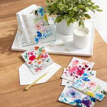 4pcs Hallmark Blank Cards Assortment, Painted Flowers ( With Envelopes) - Multicolor - View 4
