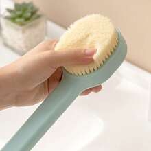 1pc Bath Brush With Handle And Liquid Container, Soft Bristles Handheld Back Scrubber For Body Cleaning - White - View 9
