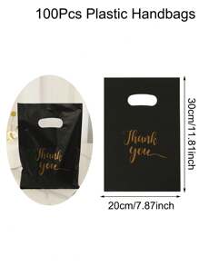100pcs Solid Color Thank You Plastic Gift Bags, Reusable Plastic Bags Perfect For Jewelry, Clothing, Packaging, Gift And Shopping, Back To School Valentine Day