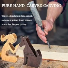 1 Bộ Tượng Chó Bằng Gỗ Thủ Công-Món Quà Hoàn Hảo Cho Người Yêu Chó, Trang Trí Đơn Giản Cho Phòng Ngủ Và Kệ Văn Phòng Tại Nhà - Nhiều màu - Xem 3