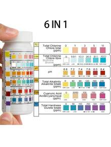 6 IN 1/7 IN 1 Drinking Water Test Kit Professional Hardness Testing Kits Tap And Well Water Test Strips Spa Swimming Pool Test Strips Water Test Kit For Aquarium Pool Spa Well Tap Water - White - View 4
