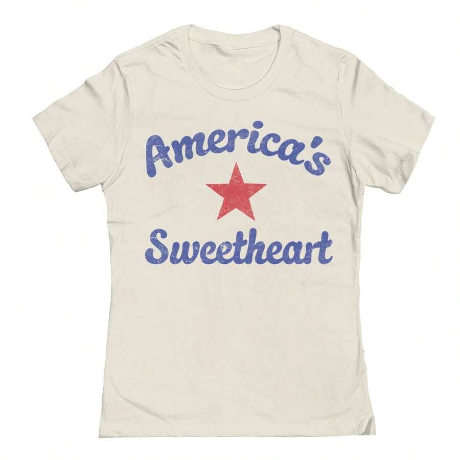Social Collective Americas Sweetheart Star 4Th Of July Graphic Ladies Cotton T-Shirt - Màu be - Xem 1