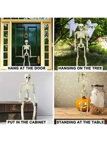 1入組可動骨架萬聖節裝飾品，全身活動關節懸掛骨架道具，非常適合萬聖節墓地鬼屋裝飾，室內外皆可使用 - 彩色 - 查看 4