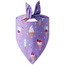 1 pieza Bandana ajustable de doble cara en forma de triángulo para mascotas, apta para perros medianos y pequeños, diseño de sandía, hueso y conejo, ideal para primavera y verano - Multicolor - Ver 4