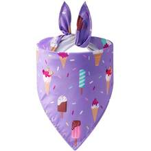 1 pieza Bandana ajustable de doble cara en forma de triángulo para mascotas, apta para perros medianos y pequeños, diseño de sandía, hueso y conejo, ideal para primavera y verano - Multicolor - Ver 3