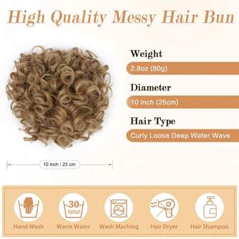 Coc dezordonat Extensie de coadă de cal scurtă și ondulată Snur elastic Coc de păr liber Piese de păr pentru femei cu păr subțire Extensie de coc de păr din fibre sintetice la temperatură înaltă