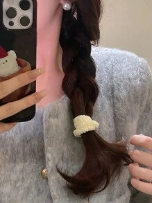 6pcs Women's Minimalist Black Large High Elasticity Printed Hair Tie For Daily Use Casual - Black - View 3