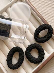 6pcs Women's Minimalist Black Large High Elasticity Printed Hair Tie For Daily Use Casual - Black - View 6