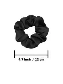 3个装女士优雅通勤发圈，休闲马尾辫发饰，弹性发带 - 黑色 - 查看 5