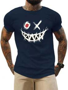 playera  letra x surf  circulo risa frent vintage room trendy - Azul Marino - Ver 2