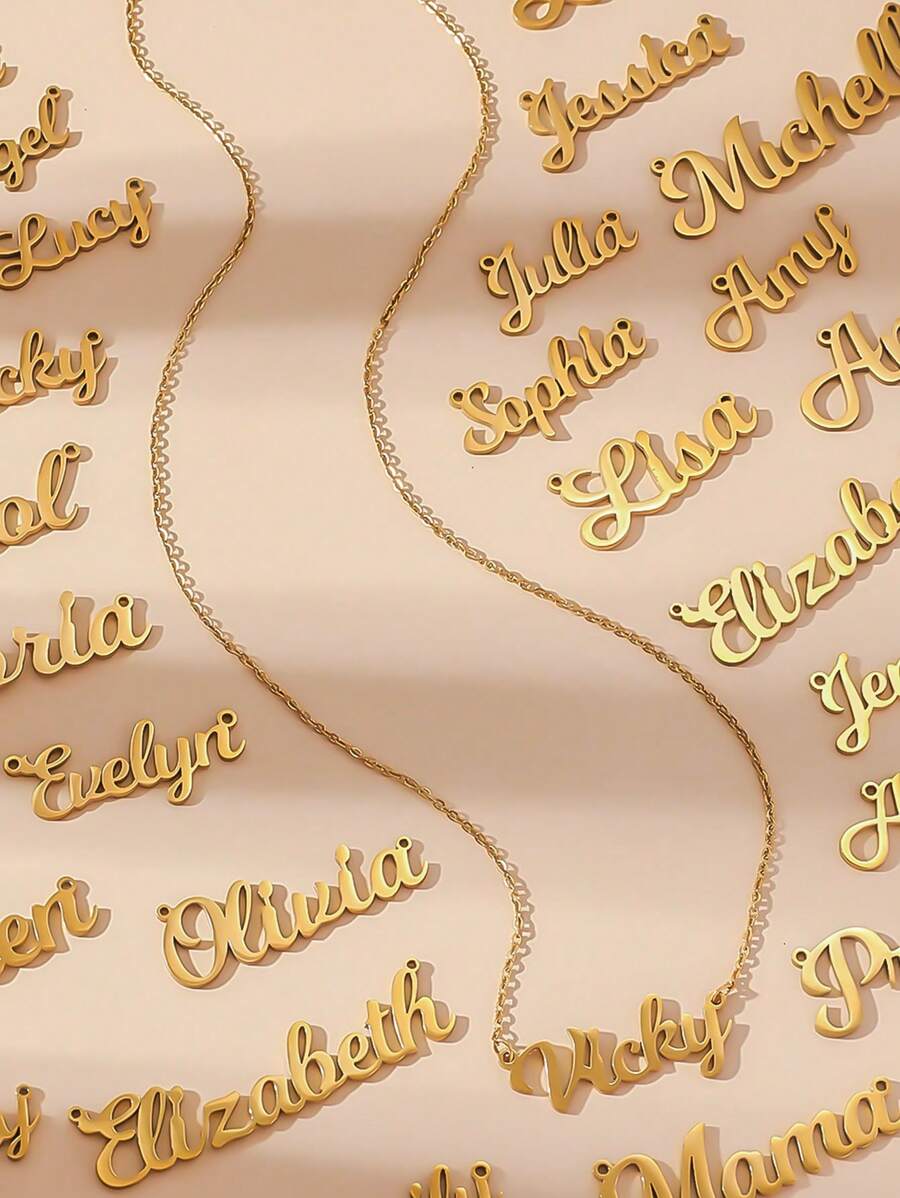 1pc Name Custom Name Necklace Personalized Gold Nameplate Customized Jewelry Gift For Women