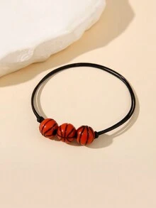 1入組聚酯纖維編織珠寶手鍊，配有足球，網球和籃球吊墜，運動主題女士手鍊 - 彩色 - 查看 24