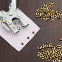 Upgraded Easy-To-Use Hole Punch Plier With 400pcs 3/16 Inch Metal Grommets, Diy Leather Belt Punch Tool With Grommet, Eyelet Plier Tool For Leather Belt, Paper, Card, Tag, Id Card, A4 File And Office Punching And Binding Tool